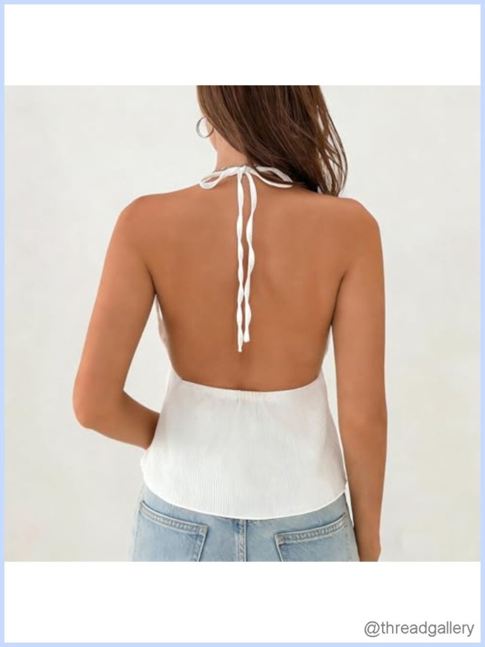 Sexy Tie Front Halter Crop Top Y2k Flowy Split Cami - Picture 6 of 6